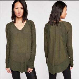 Free People Long Sleeve Catalina Thermal Olive Green Size M